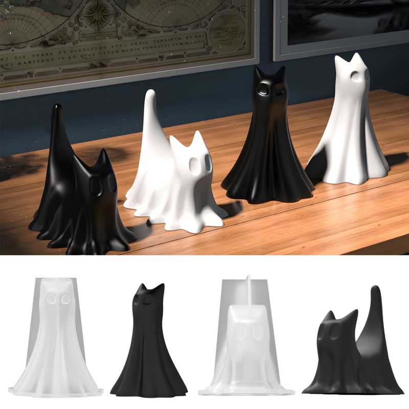 Candle Making Items - Ghost Cat Halloween Desktop Ornament Plaster