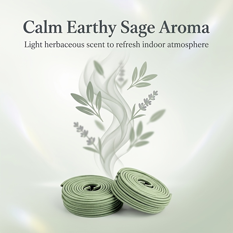 Uv Inhibitor Candle - White sage scented spiral incense, 2.5-inch